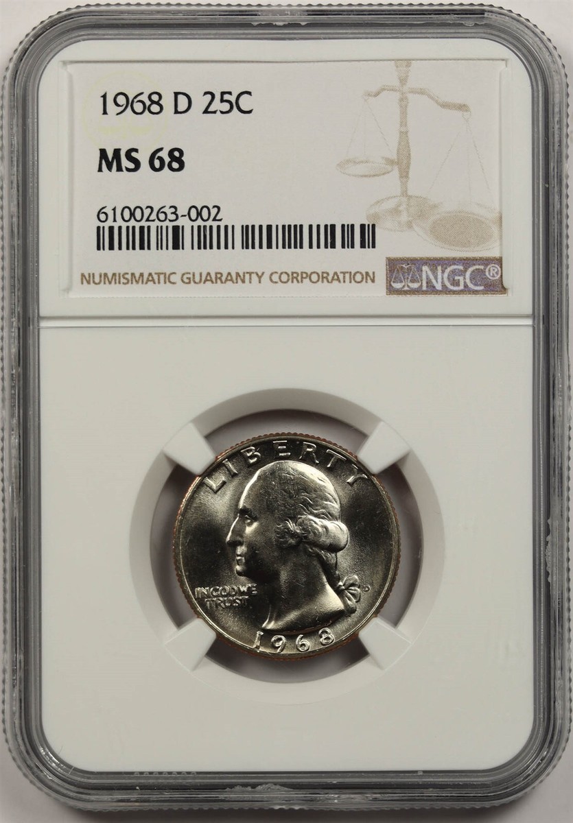 gem　1225 1968-D 25C NGC MS 68 Washington Quarter Registry Quality POP