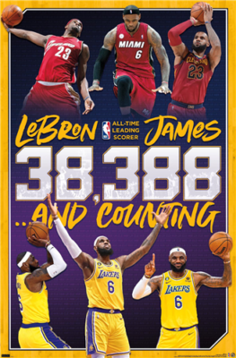 NBA LEAGUE - LEBRON JAMES ALL-TIME SCORING LEADER POSTER - 22x34