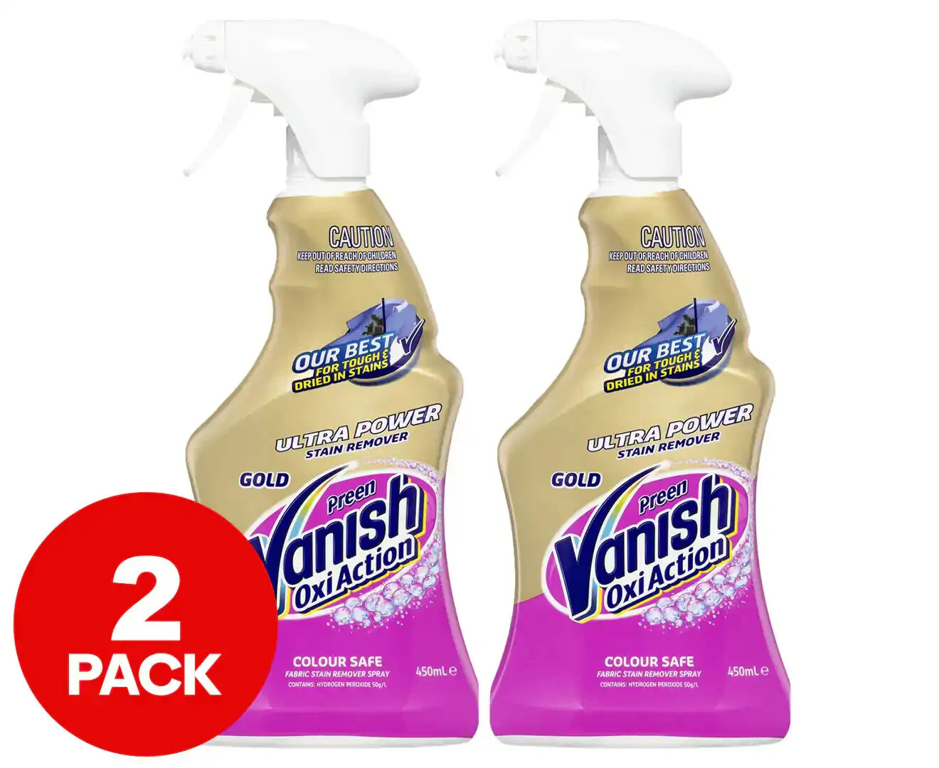 2 x 450mL Vanish Preen Gold Oxi Action Stain Remover Spray eBay