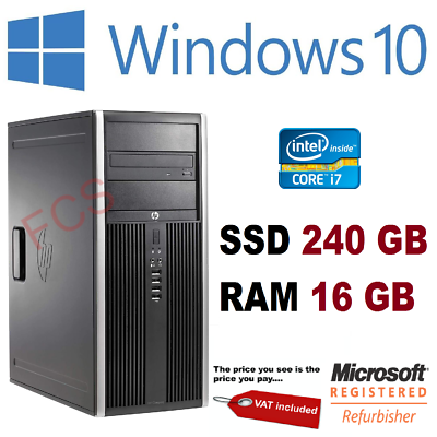 HP Elite 8300 Desktop PC Core i7 16GB RAM 240GB SSD Windows 10 Pro