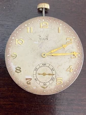 VINTAGE 12S  LORD ELGIN POCKET WATCH MOVEMENT, GR. 450, KEEPING TIME, YEAR 1927