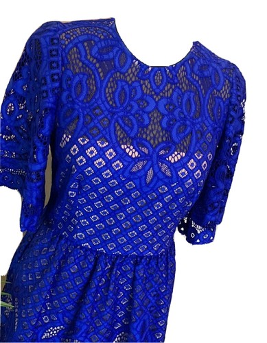 BCBGMAXAZRIA Jillyan blue lace mini dress w/ pockets US 8 NWT ($338) - Picture 9 of 11