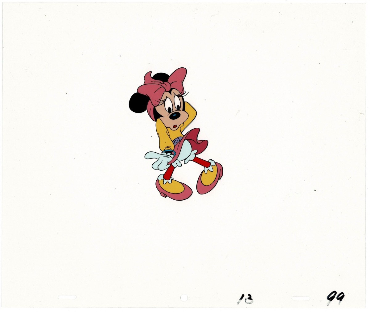 Minnie Mouse Production Animation Cel and Drawing 1988 Disney