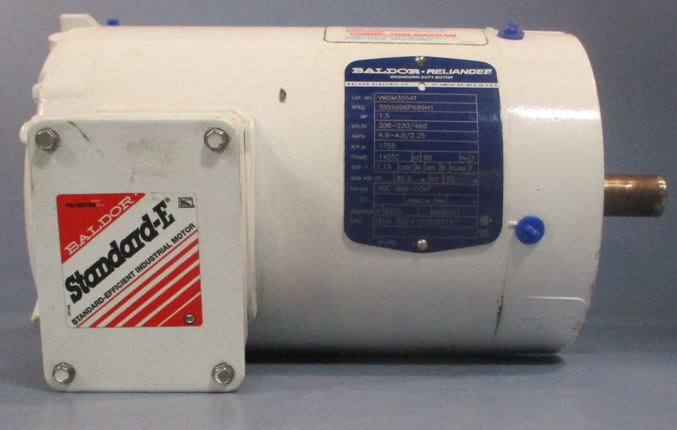 Baldor Reliance VWDM3554T Washdown Duty Motor 35SS606P689H1 1.5HP 7/8" Shaft Dia - Image 2 of 4