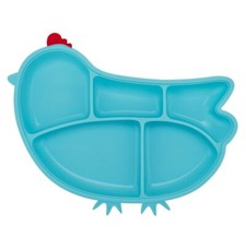 Din Din Smart Silicone Suction Chicken Plate for Children Blue