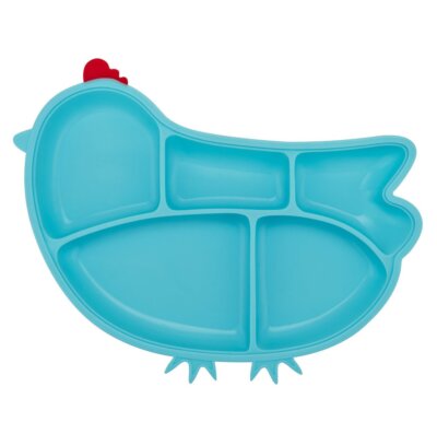 Din Din Smart Silicone Suction Chicken Plate for Children Blue