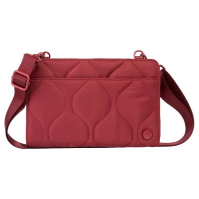 Samantha Brown To-Go RFID Blocking Quilted Travel Wallet Crossbody -Burgundy-NWT