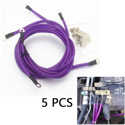 Purple High Performance 5PCS Grounding Wire Cable,Several Installing Parts Trim