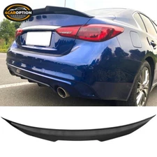 Fits 14-24 Infiniti Q50 PSM Style Rear Trunk Spoiler Wing Gloss Black ABS