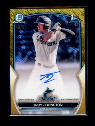 2023 Topps Bowman Chrome Troy Johnston 1st Auto /50 Gold Shimmer 