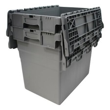 Used Extra Large Heavy Duty Plastic Storage Box Boxes Folding Lids - Pack 2 or 4
