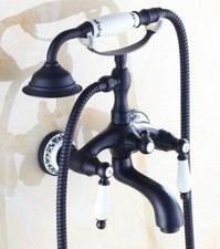 Black Oil Rubbed Bronze Wall Mount ClawFoot Tub Faucet With Hand Shower Sprayer