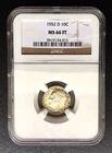 1952-D FULL TORCH 10c Roosevelt SILVER Dime NGC MS 66 FT