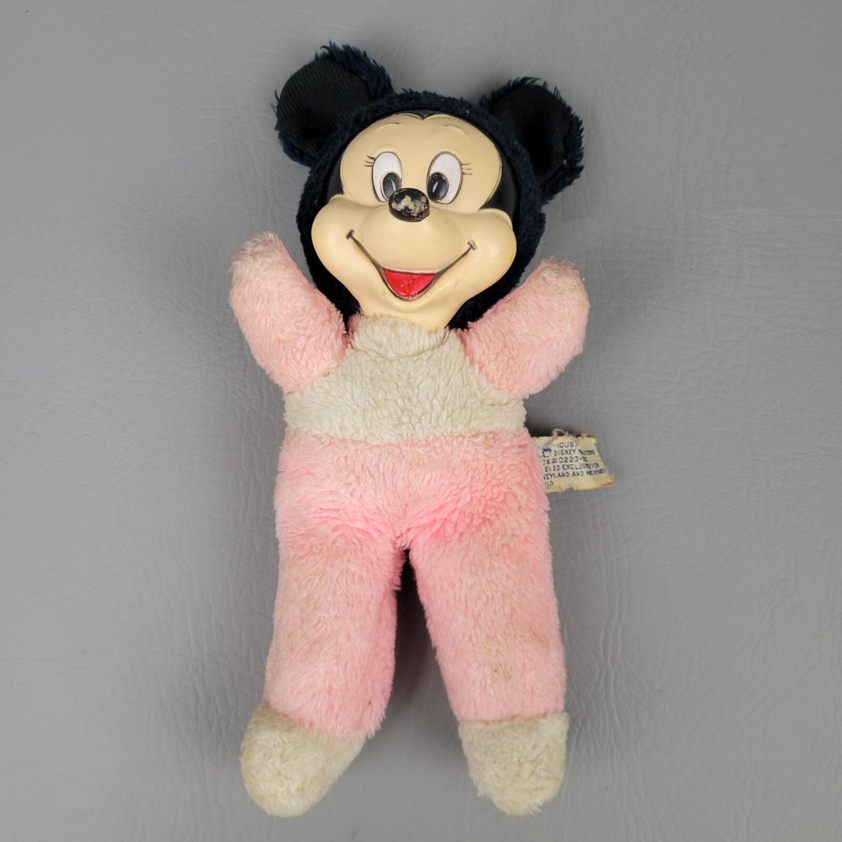 Disney Vintage Minnie Mouse Plush Rubber Face Toy Doll Late 1960s