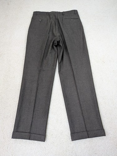 Pantalones de tweed de lana para hombre 34x32 franela marrón de colección plisados pierna recta Jos A Bank - Imagen 7 de 13