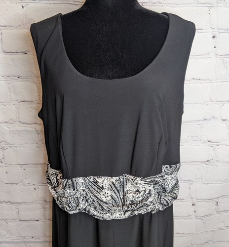 Perceptions Woman Black & White Beaded Jacket & Midi Dress 2 Piece Suit 18W - Picture 11 of 15