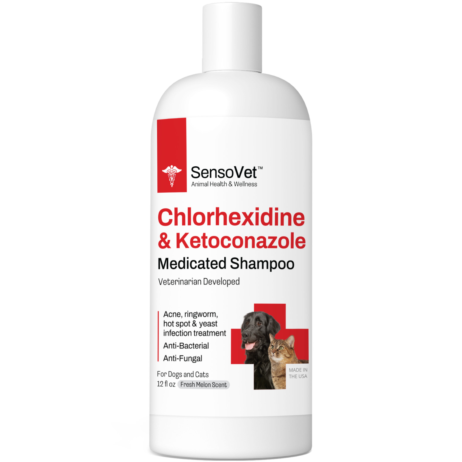 SensoVet Chlorhexidine Ketoconazole Shampoo Medicated Shampoo Treats Infections