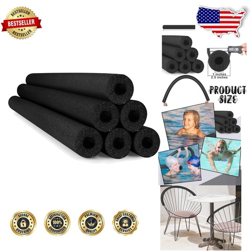 6 Pack Heavy-Duty Black Foam Pool Noodles - Versatile Craft & Swim Companion