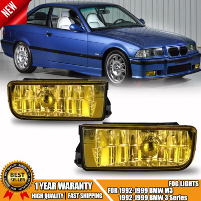 Fog Lights For 1992-1999 BMW E36/M3 3 Series Yellow Glass Lens with Bulb H1 55W 