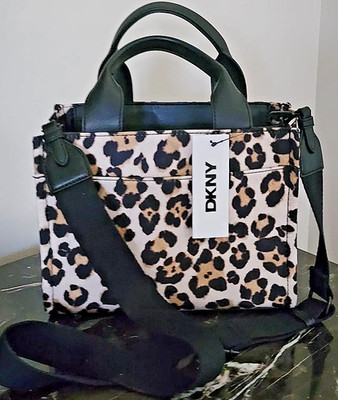 NWT DKNY Hadlee SM Tote Crossbody Leopard Print Handbag MSRP $138