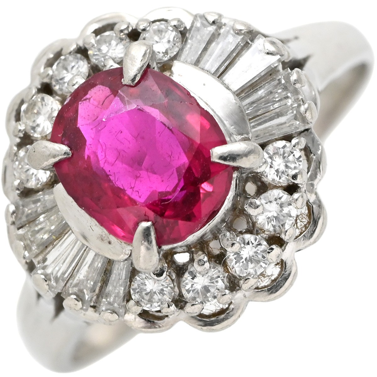 Ring ring Ruby da Earring Pt900 Ruby diamond Plat… - image 1
