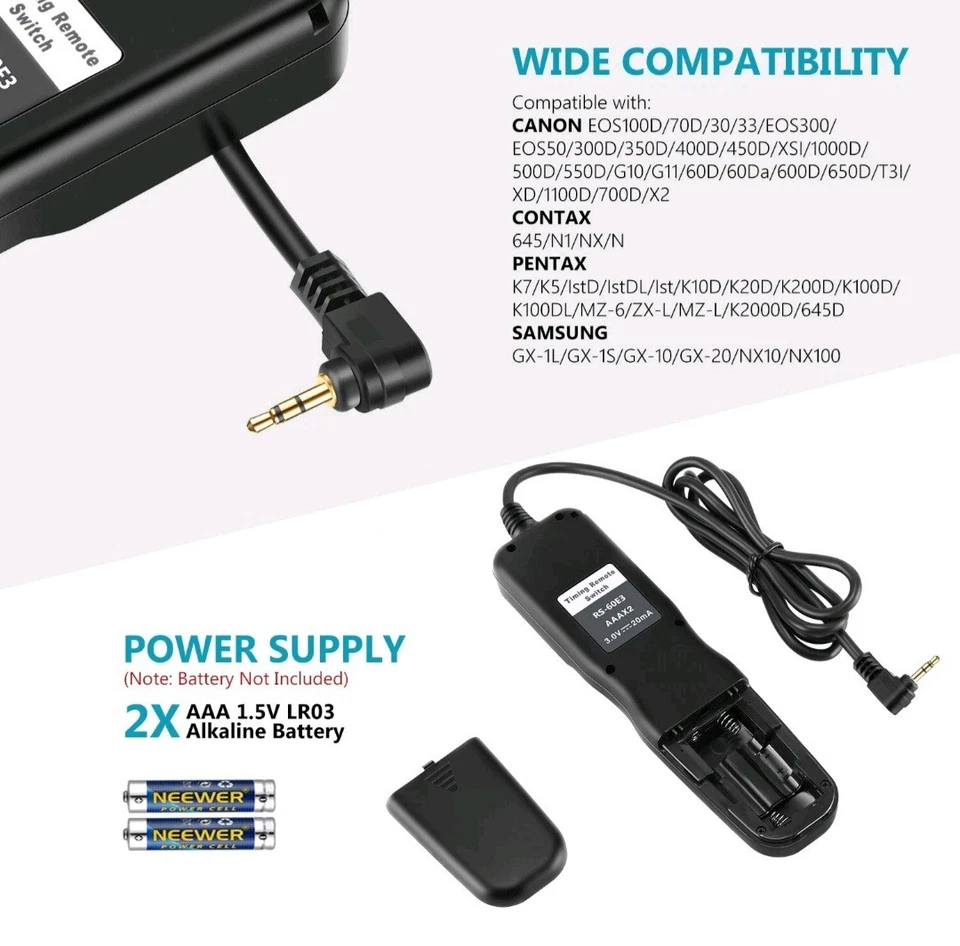 Neewer LCD Timer Shutter Release Remote Control for Canon EOS Digital Rebel - Image 3 of 4