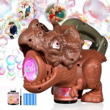 Dinosaur Bubble Machine with Colorful Lighting for Kids Automatic Handheld Dinos