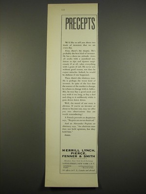 1961 Merril, Lynch, Pierce, Fenner & Smith Advertisement - Precepts