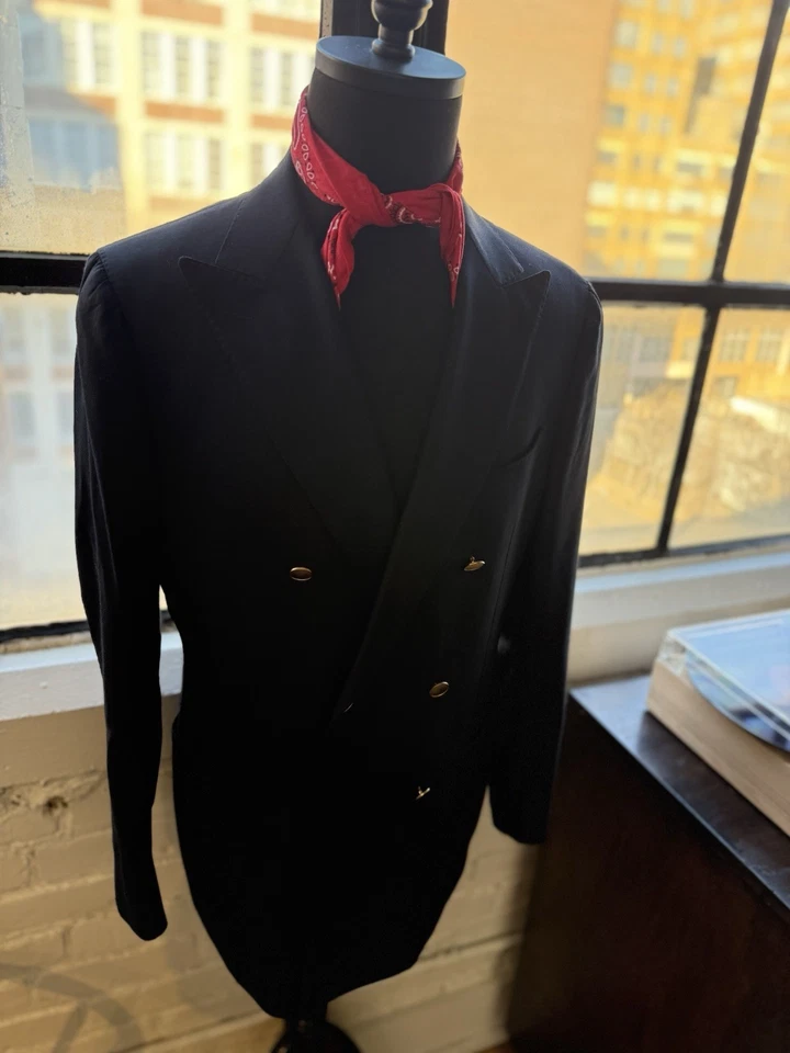 🔥 Blazer Suitsupply Doble Pecho Azul 6X2 Con Botones Dorados Etiqueta Pico Foto 4 de 4