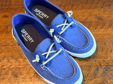 Sperry Top Sider Size 6M Halyard Blue Washed Boat Shoes Canvas