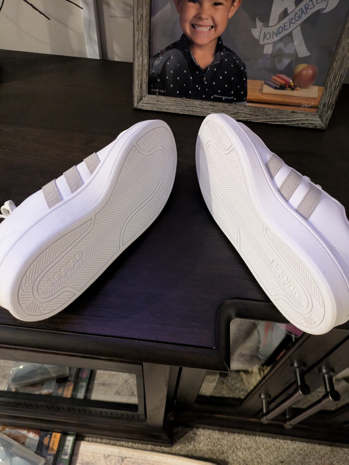 adidas Grand Court Platinum Metallic White Sneakers Size 5.5