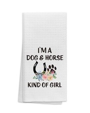 OHSUL Dog  Horse Lover Kitchen Towels - Paw Print Horseshoe Dish Towels, Cow...