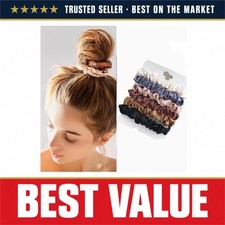 Satin Hair Scrunchies for Women 6 Pack Soft Silk-Like Hair Ties