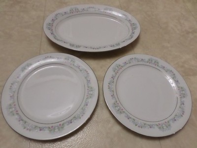 Set of 3 Crown Ming Fine China JIAN SHIANG WINDSOR 10 1/2'' DINNER PLATES  - NICE