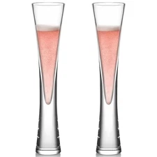 Handmade Crystal Champagne Flutes Set of 2 – Elegant 5oz Prosecco Glasses