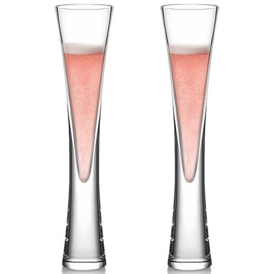 Handmade Crystal Champagne Flutes Set of 2   Elegant 5oz Prosecco Glasses