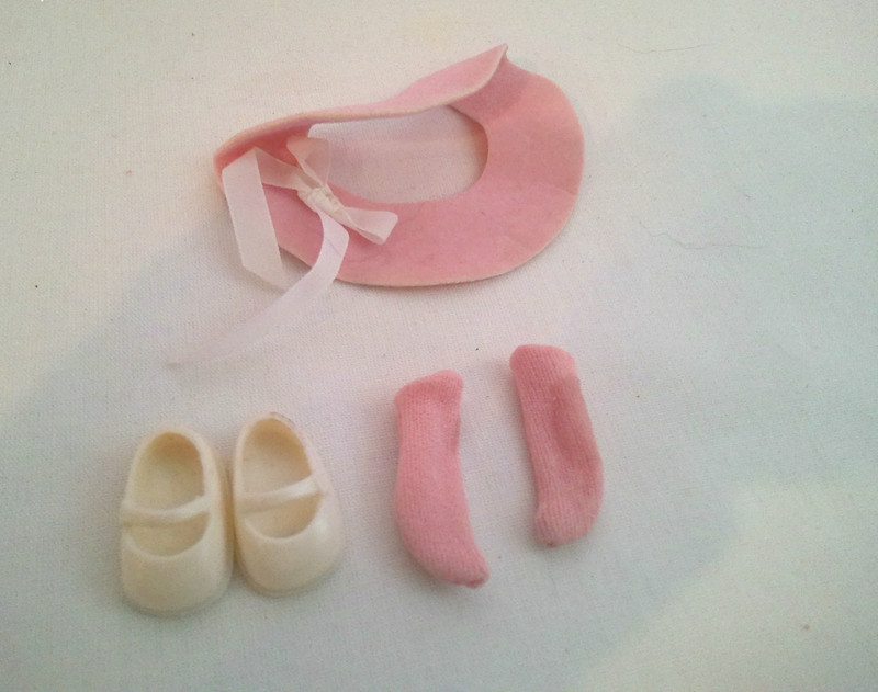 Vintage Small Doll Clothes Shoes  Lot Set Hat Socks Shoes 25mm x 15mm
