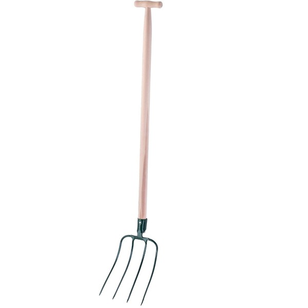 Gartengabel Mit 100Cm T-Griff Holzstiel 4 Zinken Stahl Mistgabel Dunggabel-image