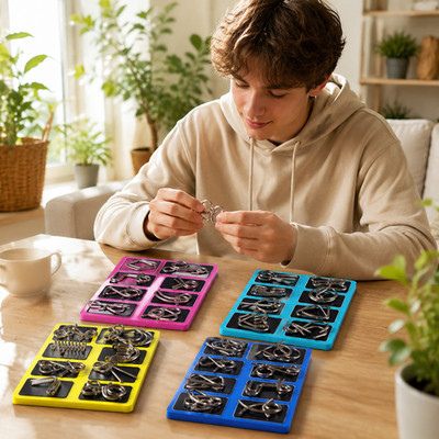 Metalldraht Puzzle Set, Knobelspiel Entwirrungsspiel, Erwachsene Party Gefälligkeiten