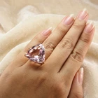Pristine Soft Pink Kunzite Trilliant 27.40Ct 925 Sterling Silver Rose Gold Rings