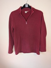 Cotton Traders 1/4 Zip Sweatshirt Mens M Red Fleece Jumper Casual Pullover 029