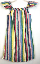 J Crew Mini Dress Womens 00 Striped Lined Rainbow Comfort Vacation Cruise Beach