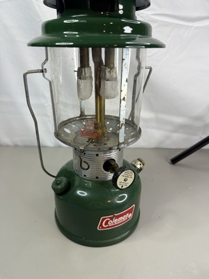 1967 COLEMAN DOUBLE MANTLE LANTERN 6 MODEL 220F 228F 6 67 w/Coleman Pyrex Globe