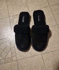TORY BURCH WOMAN'S BLACK SUEDE  SHEARLING SLIPPERS SIZE 7