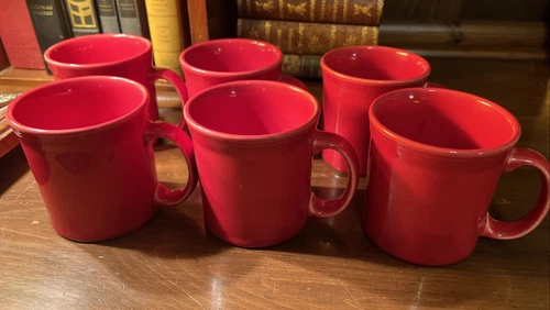 Fiestaware (6) Scarlet/Crimson HLC Homer Laughlin 12oz Java Coffee Mugs
