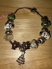 8 Christmas Bracelet, Tree, Rudolph, Frosty Large Hole Beads