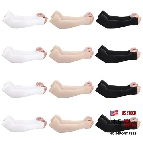 Pairs UV Protection One Size 12 Black, White and Skin Tone (Thumb Hole)