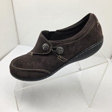 Clarks Ashland Lane Q Brown Leather Slip On Loafer Comfort Shoes Size 6 W Wide