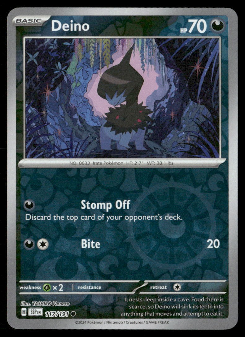 Deino Surging Sparks 117/191 Common Reverse Holo Pokemon Near Mint
