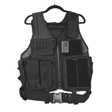 YAKEDA Tactical Vest Black Mesh Adjustable MOLLE Airsoft Paintball Pouches Belt